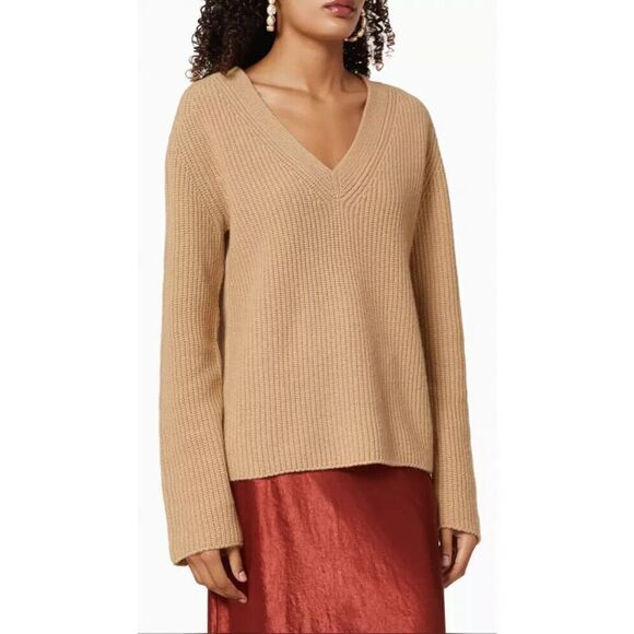 Women's Vince  Shaker Rib Knit V-Neck Cashmere Sweater in Hazel Size XS - Picture 3 of 5